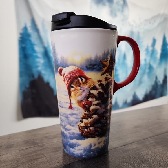 Cypress Holiday Winter Squirrel Ceramic 17.5 fl oz Travel Cup - Picture 3 of 15